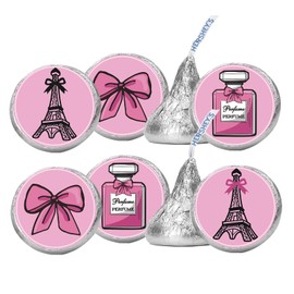 150pcs Paris Favor Stickers - Ooh La La Eiffel Tower Label Stickers Round Mini Chocolate Candy Wrappers - Paris Themed Party Favor Labels Stickers