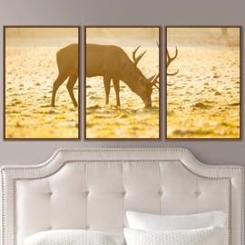 SIGNWIN 3 Piece Framed Canvas Wall Art Spiritual Animals Deer Canvas Prints Home Artwork Decoration for Living Room,Bedroom - 24"x36"x3 Panels
