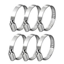 BOJIDO Hose Bands, Hose Clamps, 1.3 - 2.2 inches (33 - 57 mm), 6 Pieces, 304 Stainless Steel, Adjustable, Screw Tightening, Hose Clamps, Strong Fixing, General Purpose, For Plumbing