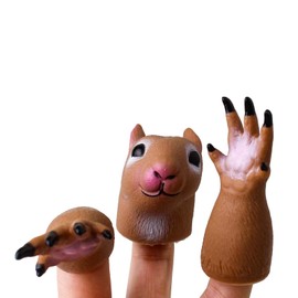 DR DINGUS Squirrel Finger Puppets (5 Piece) Great for Kids Party Favors, Treasure Box Prizes, Goodie Bag Fillers, Family Fun