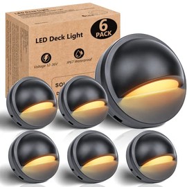 HIBOITEC Low Voltage LED Deck Lights, 2.5W Landscape Step Stair Railing Light IP67 Waterproof, Outdoor Accent Lighting Garden Post Fence Light 2700K Warm 12-36V AC/DC UL-Listed Cord 6 Pack