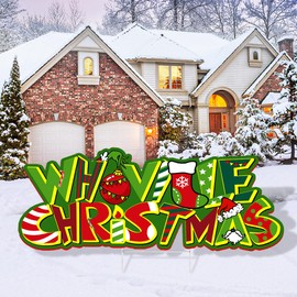 DULEFUN Christmas Yard Sign Decorations 1pcs Whoville Christmas Lawn Garden Pathway Outdoor sign with 1pcs Iron Stake for Christmas Holiday Party Decor Supplies