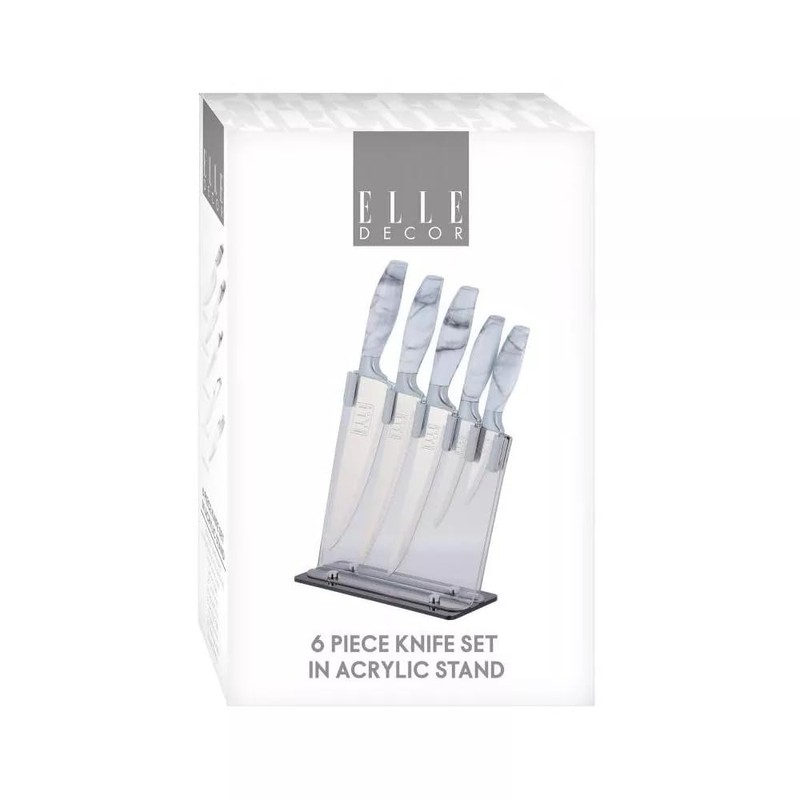 Elle Decor 5-Piece Professional Kitchen Knife Set Marble Handles &