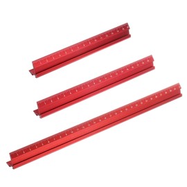 sourcing map 3pcs Woodworking Edge Ruler Set 16/20/30cm Aluminum Alloy 90 degrees V Shaped Straight Edge Ruler Corner Ruler Measuring Ruler for Woodworking, Red
