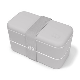 monbento - MB Original Grey Coton Bento Box Made in France - Lunch Box with 2 Compartments - Lunch Box Perfect for Office/Meal Prep/School
