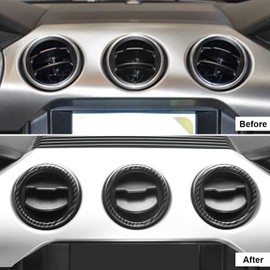 CheroCar for Mustang Center Control Air Conditioner Vent Cover Internal Accessories for 2015-2020 Ford Mustang,Carbon Fiber