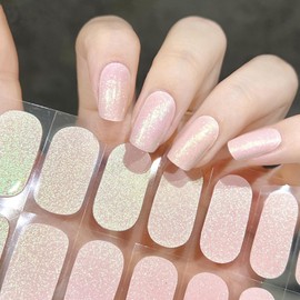 SONGQEE 22PCS Selbstklebend Nagelfolie Nagelaufkleber Gel Nagellack Aufkleber - keine UV-Lampe erforderlich (Meerjungfrau rosa)