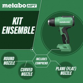 Metabo HPT 18V MultiVolt™ Cordless Heat Gun | Tool Only - No Battery | LCD Display | Three Nozzles Included | 1022 Degree Max Temp | Lifetime Tool Warranty | RH18DAQ4