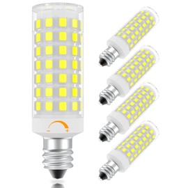 E11 Led Bulb Dimmable, 75WHalogen Equivalent, 7W Daylight White 6000K, T4 Mini Candelabra Base, JDE11 120V 75W for Ceiling Fans, Chandeliers, Cabinet Lighting, Pack of 4