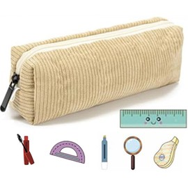 CuiCanfla Pencil Case Corduroy Fabric School Pencil Case School Pencil Case Boys Aesthetic School Supplies for Girls Teenagers School, Office and University, NO, Casual