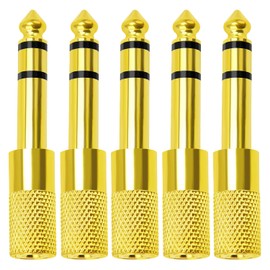 KUOQIY Headphone Adapter, 6.35 mm Male to 3.5 mm Female Stereo Jack Adapter, Audio Stereo Adapter for Headphones Speakers, Gold-Plated Pack of 5