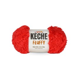 KECHE Fluffy Bulky Yarn – Super Soft Chunky Fuzzy Blanket Weight # 5 Yarn for Knitting Crocheting Crafting 3.5 oz (100 gr) 98 Yds (90 m) - Red