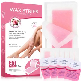 Waxing Kit For Women Face, Body, Arms, Legs, Chest, Back, Bikini Wax Strips, Wax Strips for Hair Removal, Wax Strips, Waxing Hair，Removeal Kit with 80PCS + 4 Calming Oil Wipes.
