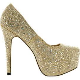 Eye Candie Womens Fashion Shiny Platform Pump,Gold,7