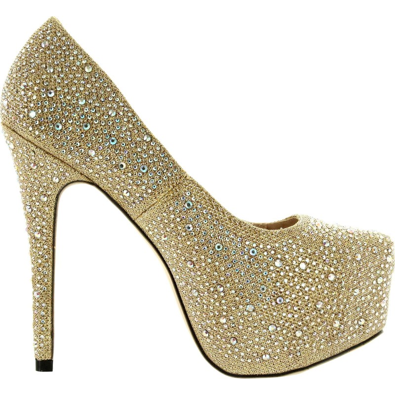 Eye Candie Womens Fashion Shiny Platform Pump,Gold,7