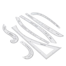 7Pcs Fashion Clear Metric Sewing Ruler Set, French Curve Pattern Ruler Kit for Beginners, Tailors, and Designers, Fashion Design Dress Makers Ruler, Clear Sewing Tailors Pattern Making Ruler