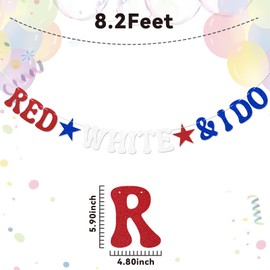 Red White & I Do Banner - 4th of July Bachelorette Decor, Last Night of Independence Decor, Patriotic Independence Day Bridal Shower Engagement Party Decorations Red White & Blue