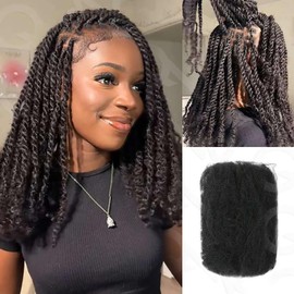 QVR Afro Kinkys Bulk Human Hair for Dreadlock Extensions Repair Locs 22 inch Natural Black Color, Twist Braiding Afro Kinky Human Hair for Locs 1 Pack 50 Gram