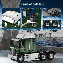 Mould King RC Tractor Truck Toy Building Block, Semi Truck Toy for Aged 14+, 13202 Realistic Car Model with Motor, Heavy Equipment Transporter Build and Display Blocks Kits (2181 Pieces)