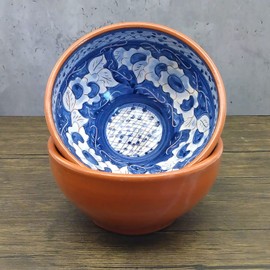 Handmade Hand Painted Portuguese Pottery Soup Bowls – Set of 2 (Blue & White)