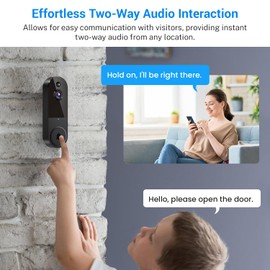 MeshSear 1080p Wireless Video Doorbell with Indoor Ring Chime, Enhanced Security with AI Human Detection, 2-Way Audio, Night Vision,Real-Time Alerts, Cloud Storage, Smart Home Protection