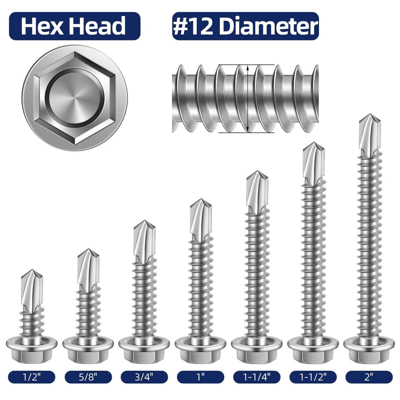 MewuDecor #12 x 3/4" Hex Washer Head Self Drilling Sheet
