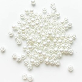 MYmama 100 Plastic Pearl Beads 3mm White Pearl Beads with Holes