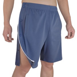 Tear Away Shorts for Men Post Surgery Snap Short Pants Breakaway Disabled Elderly Shorts Hip Knee Waist Ankle Leg Broken Limited Mobility Adapted Shorts Light Blue