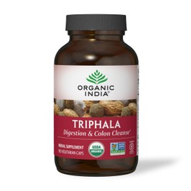 ORGANIC INDIA ORGANIC INDIA Triphala Capsules Organic - Herbal Supplement with Amla, Bibhitaki, Haritaki, Digestion & Colon Support, Immune System Support, Adaptogen, Vegan, USDA Certified Organic - 180 Capsules