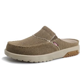 UPIShi - Mocasines ortopédicos para hombre con soporte de arco para alivio de fascitis plantar, de lona para interiores y exteriores, antideslizantes, casuales, Marrón oscuro, 26 cm