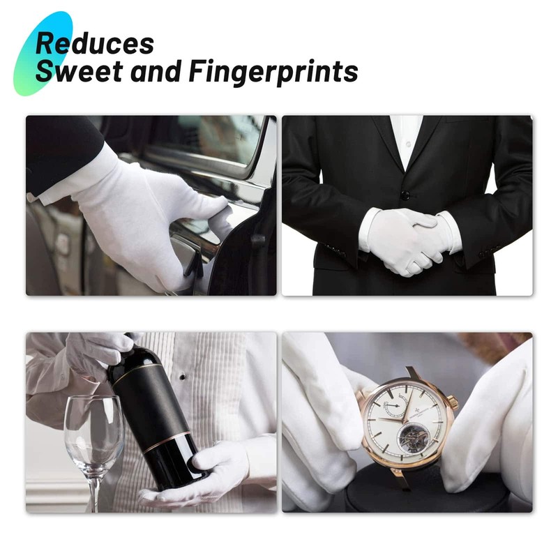 Cotton Gloves for Dry Hands, Paxcoo 20 Pairs Large White