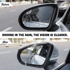 Blilo - 2 protectores de visera de lluvia para espejo retrovisor de coche, fibra de carbono, protector de humo, universal para coches, camiones y SUV (negro liso)