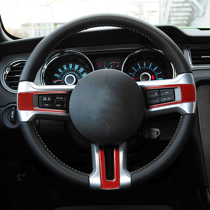 3Pcs Steering Wheel Frame Sticker Carbon Fiber Button Cover Trim