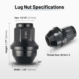 EVIL ENERGY 24 PCS M14x1.5 Lug Nuts Set, Closed End Bulge Acorn Wheel Lug Nuts, Cold-Forged Carbon Steel Wheel Nut for OEM Wheels, Black