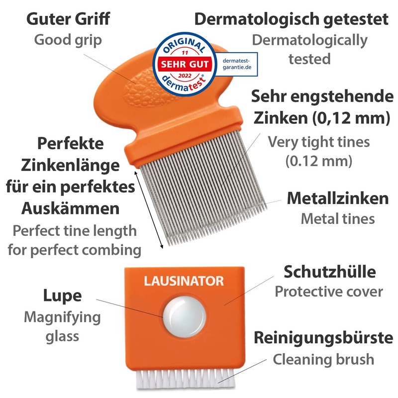 LAUSINATOR Lice Comb Set of 2 Extra Fine Nit Combs