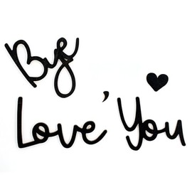 Love You Bye Above Door Sign, Love You Bye - Modern Black Wall Art W/Hanging Kit for Home Entrance Decor, Family Greeting Sign for Hallway Stairs & Bedroom Doorway (Black)