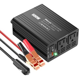 600W Power Inverter for Vehicles 12v to 110v-120v, Dual DC to AC Car Inverters Converter Car Adapter for Wall Plug Outlet with USB C 65w/24W Fast Charge for Laptop Road Trip/Long Drive/Camping