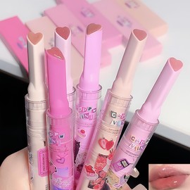 Petansy 6 Colours Jelly Lipstick Heart Shape Lipstick Set Plumping Serum Lip Balm Ultra Hydrating Smooth Lip Gloss for Women Makeup (A)