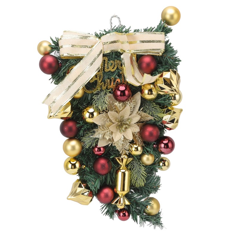 Christmas Inverted Tree Wreath Door Hanging Electroplated Ball Rattan Garland