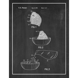 Edible Toy Figures Constructed Of Breakfast Cereal Patent Print Chalkboard with Border (5" x 7") M12989