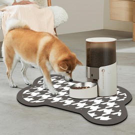 Cat Dog Bowl Mat-Absorbent Dog Mat for Food and Water, No Stains Quick Dry Dog Food Mat Non Skid Dog Bone Shape Pet Water Dispenser Mat for Messy Drinkers-12×20" Dark Gray