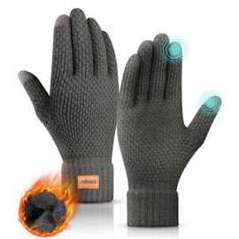 DOVAVA Gloves Men Women Winter Gloves Touch Screen Thermal Knitted Gloves with Soft Inner Lining for Running Cycling Leisure Outdoor, gray