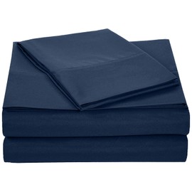 ARlinen Microfiber Sheet Set-King Size, Bed Sheet Weight-Wrinkle & Fade Resistant Brushed Microfiber Sheets with 15" Deep Bedding Sheet Sets (King, Navy Blue Solid)