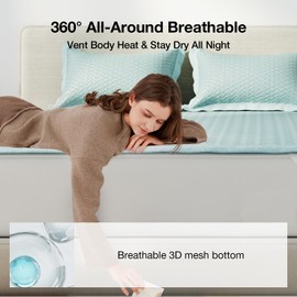 Novilla Queen Size Cooling Pad with Pillowcase, Breathable Summer Mattress Topper for 8–21" Beds, Washable Design with Elastic Straps, Lightweight Sleep Mat for Hot Sleepers, Blue