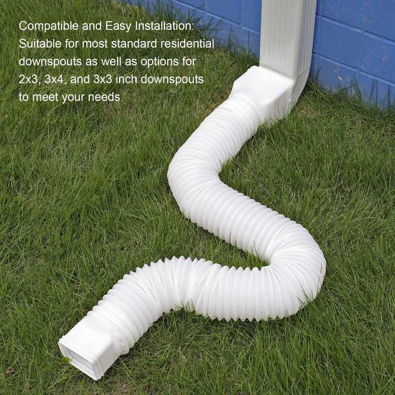 plusgutter White 1-Pack Rain Gutter Downspout Extensions Flexible, Drain Downspout
