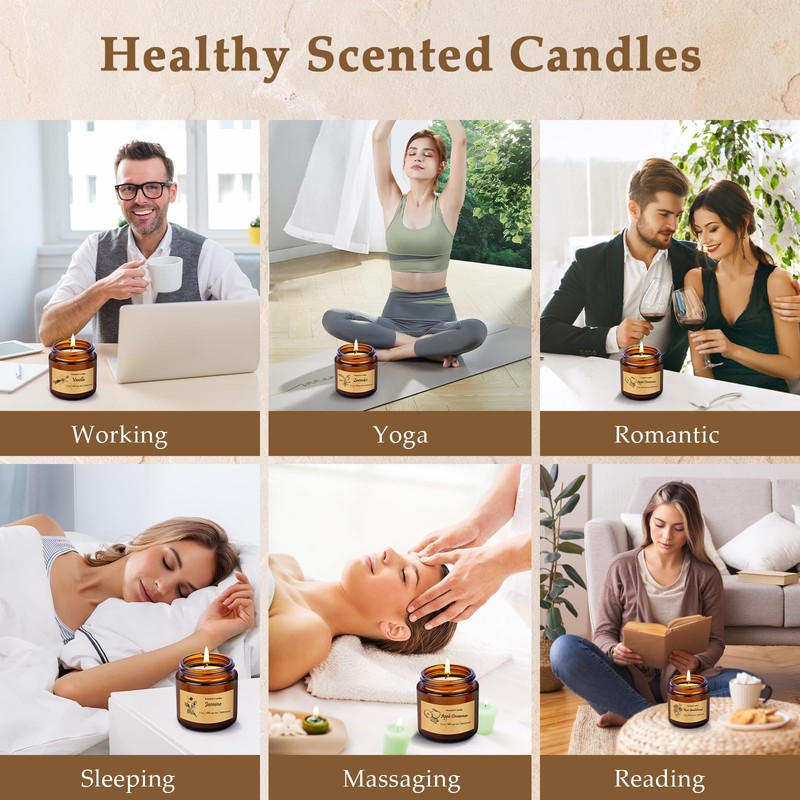 6 Pack Candles for Home Scented, Aromatherapy Jar Candles Gift