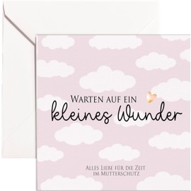 Karte Mutterschutz Wolken Design kleines Wunder süße Karte für werdende Mama Mommy to be rose | Glückwunschkarte Abschied Kollegin Arbeitskolegin mit Umschlag Klappkarte Mutterschutzkarte