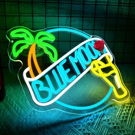 Beer Neon Sign for Wall Decor Dimmable Neon Light Up Sign for Man Cave Blue Led Business Signs Suitable for Bar Home Bar Store Bistro Party Club Restaurant Bedroom Size13.77 * 13.11In(P003)