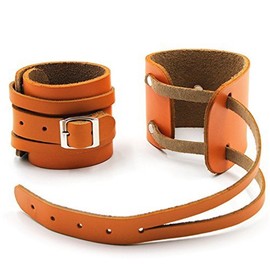 HemeraPhit Adjustable Genuine Leather Wrist Wraps Weight Lifting Wrist Support 1 Pair