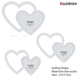 Liquidraw Quilting Templates & Rulers for Patchwork Acrylic Stencils Set of 3 Hexagon, Hearts, Square & Stars (Heart Set of 3)
